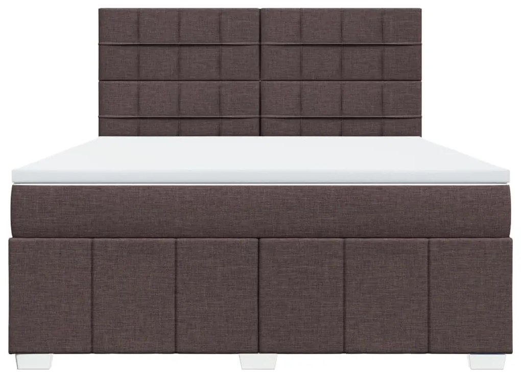 vidaXL Κρεβάτι Boxspring με Στρώμα Σκούρο Καφέ 180x200 εκ Υφασμάτινο