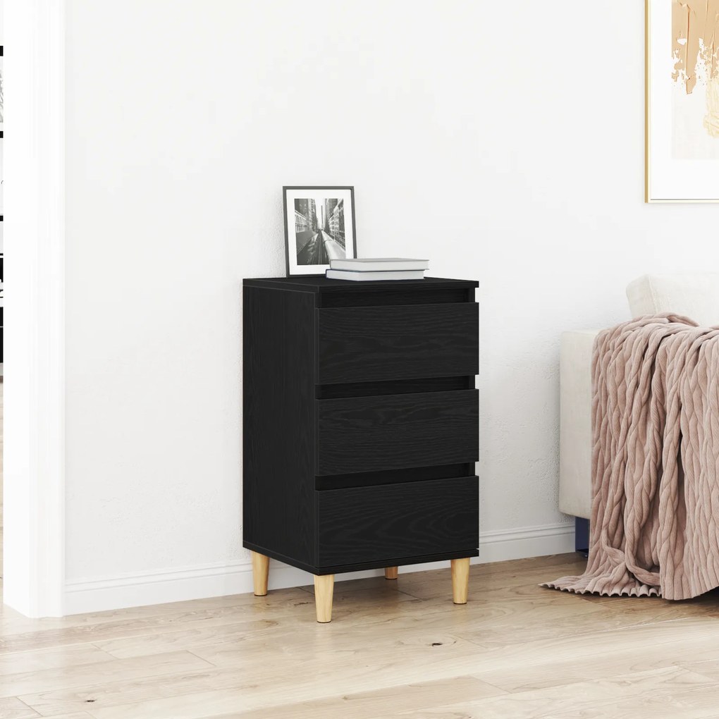 vidaXL Κομοδίνο Μαύρο Δρυς 40x35x70 εκ. Επεξεργασμένο Ξύλο