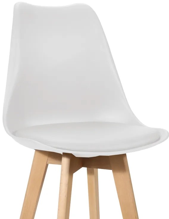 Σκαμπό μπαρ Gaston pakoworld λευκό pp-pu και ξύλινο πόδι σε φυσική απόχρωση 49x56x112εκ