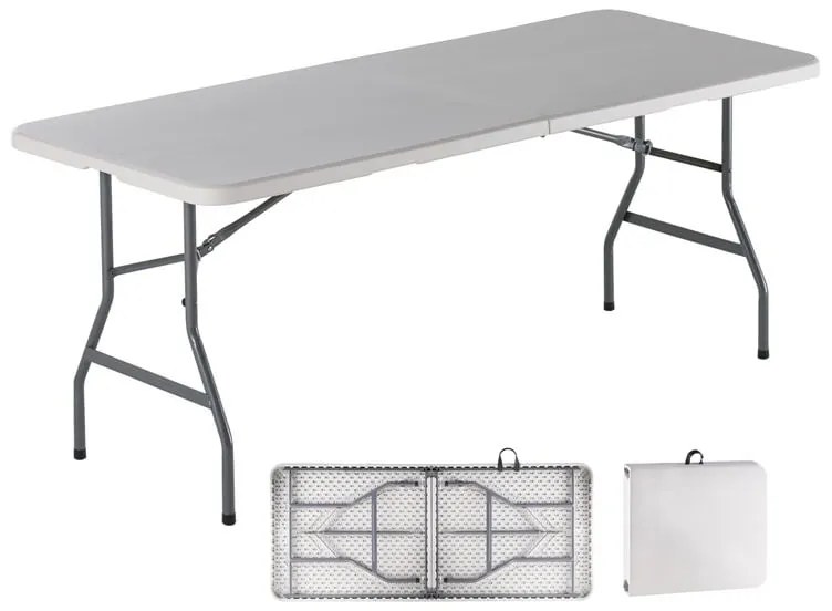BLOW-R Τραπέζι Συνεδρίου - Catering Πτυσσόμενο (Βαλίτσα), HDPE Άσπρο, Μέταλλο Βαφή Γκρι 180x75x74cm