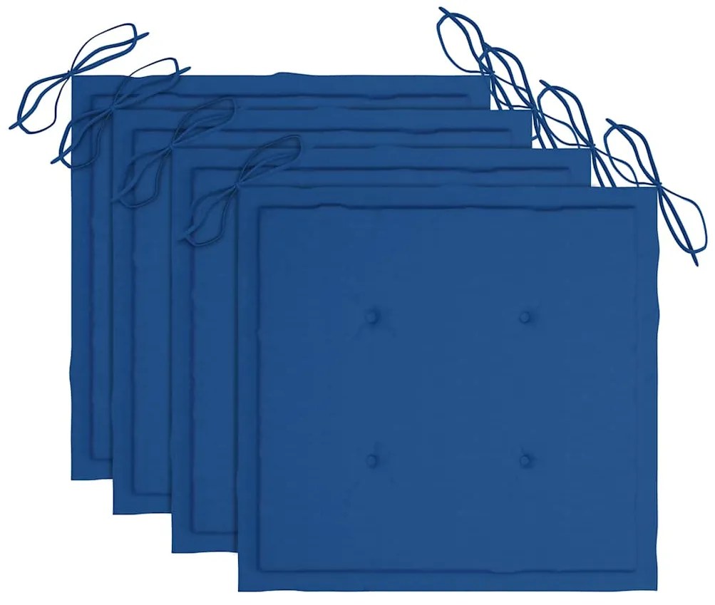 vidaXL Καρέκλες Κήπου Πτυσσόμενες 4 τεμ. Μασίφ Ξύλο Teak με Μαξιλάρια