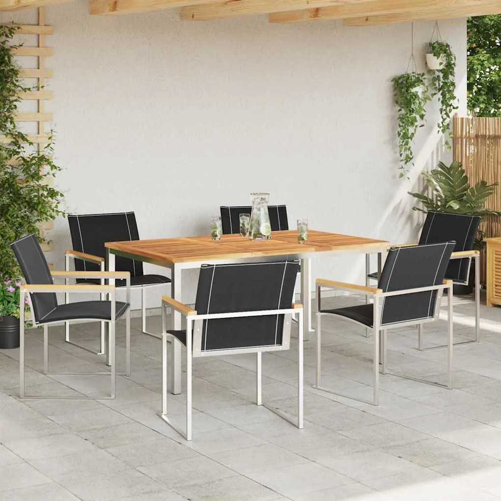 vidaXL Σέτ φαγητού για κήπο 7 pcs Σταθερό Ξύλο Ακακίας