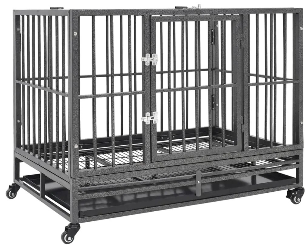Κλουβί Σκύλου με Τροχούς 102 x 72 x 85 εκ. Ατσάλινο