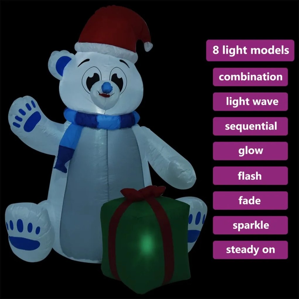 vidaXL Χριστουγεννιάτικη Πολική Αρκούδα Φουσκωτή Εσ/Εξ χώρου LED 1,8 μ