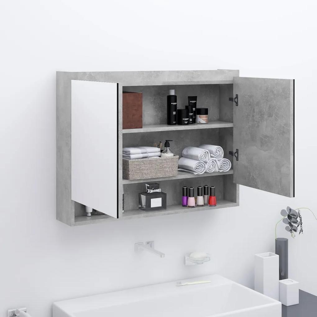 Ντουλάπι Μπάνιου με Καθρέφτη 80x15x60 εκ. Γκρι Σκυρ. από MDF