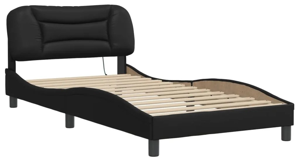vidaXL Πλαίσιο κρεβατιού με LED χωρίς στρώμα Hvar Μαύρο 100x200 εκ.