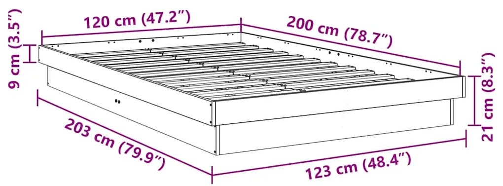 ΠΛΑΙΣΙΟ ΚΡΕΒΑΤΙΟΥ ΧΩΡΙΣ ΣΤΡΩΜΑ 120X200 CM ΜΑΣΙΦ ΞΥΛΟ ΔΡΥΣ 3315734