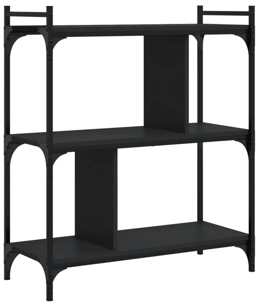 vidaXL Βιβλιοθήκη 3 Επιπέδων Μαύρη 76 x 32 x 88 εκ. από Επεξεργ. Ξύλο