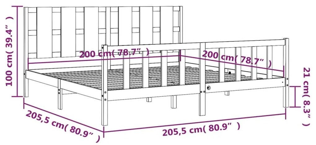 Σκελετός Κρεβ. Χωρίς Στρώμα Λευκό 200x200 εκ Μασίφ Πεύκο - Λευκό