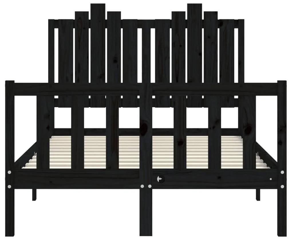 Πλαίσιο Κρεβατιού με Κεφαλάρι Μαύρο 120x200 εκ. Μασίφ Ξύλο - Μαύρο