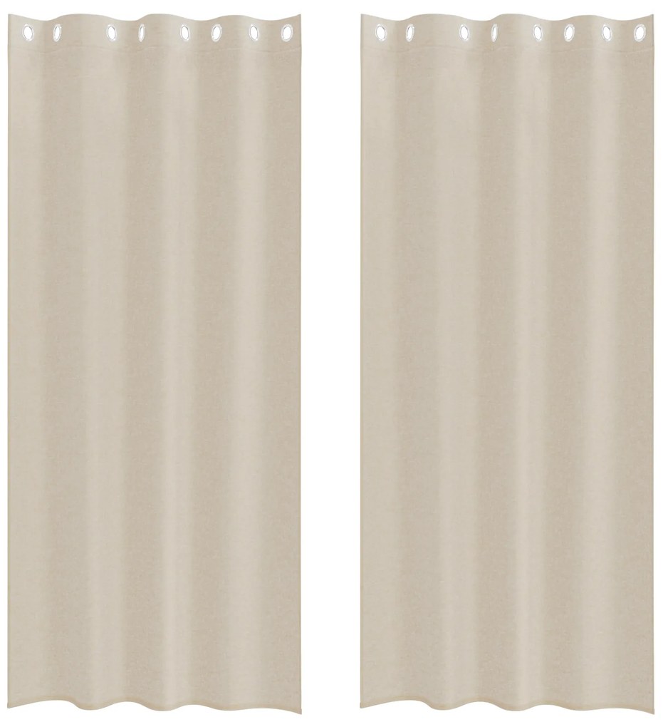 vidaXL Κουρτίνες με κουρτίνες 2 pcs Άμμος 140 x 225 cm Πολυεστέρας