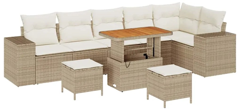 vidaXL Σετ Καναπέ Κήπου 9 pcs Μπεζ και Κρέμα 90 x 55 x 71 cm