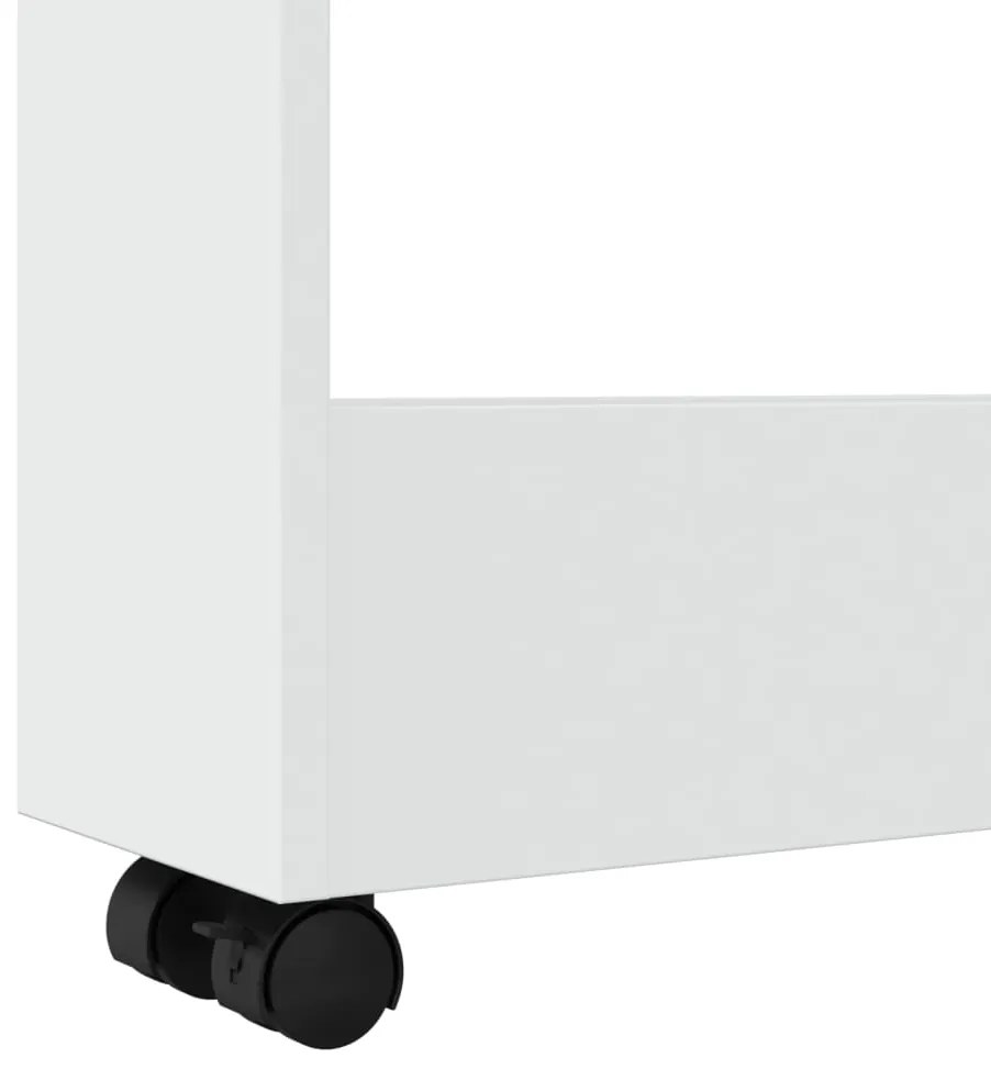vidaXL Στενό Τρόλεϊ Αποθήκευσης 3 Επιπέδων από Λευκό Μηχανικά Επεξεργασμένο Ξύλο
