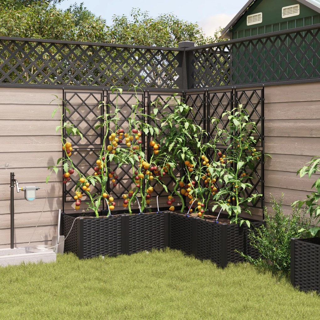 vidaXL Γλάστρες Κήπου 1 τεμ Καφασωτό Μαύρο 120 x 120 x 142 cm Πλαστικό