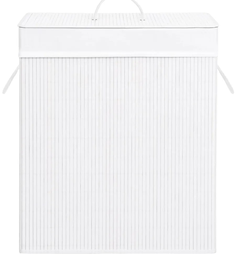 vidaXL Καλάθι Άπλυτων με 2 Τμήματα Λευκό 100 Λίτρα από Μπαμπού