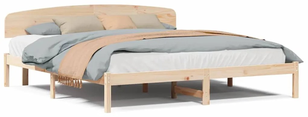 vidaXL Σκελετός Κρεβατιού Καφέ 200 x 200 cm Μασίφ ξύλο πεύκου