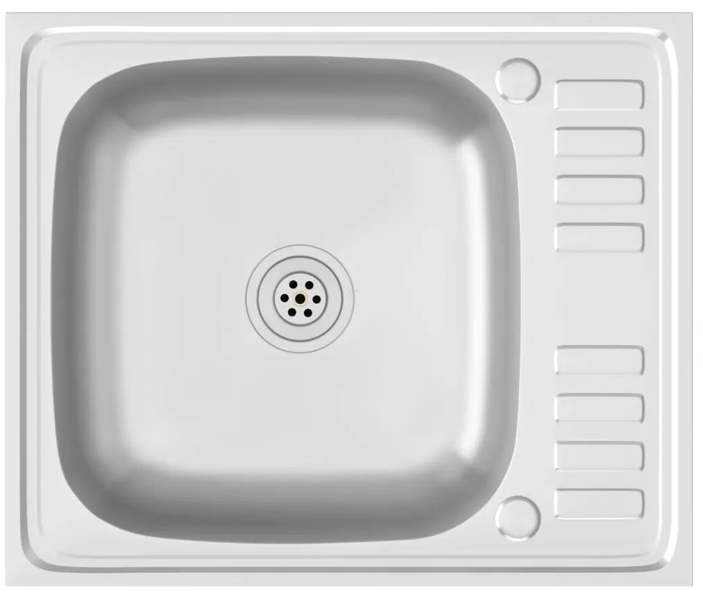 vidaXL Νεροχύτης + Ποδιά Σετ Ασημί 600x500x155 χιλ. Ανοξείδωτο Ατσάλι