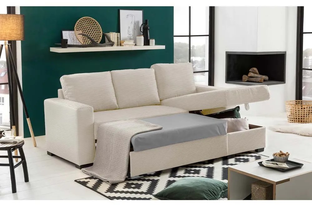 ALDO CRISTIANO ΚΑΝΑΠΕΣ ΚΡΕΒΑΤΙ ΓΩΝΙΑ ΑΝΑΣΤΡΕΨΙΜΗ OFF WHITE 220x150x88 - 70-0409