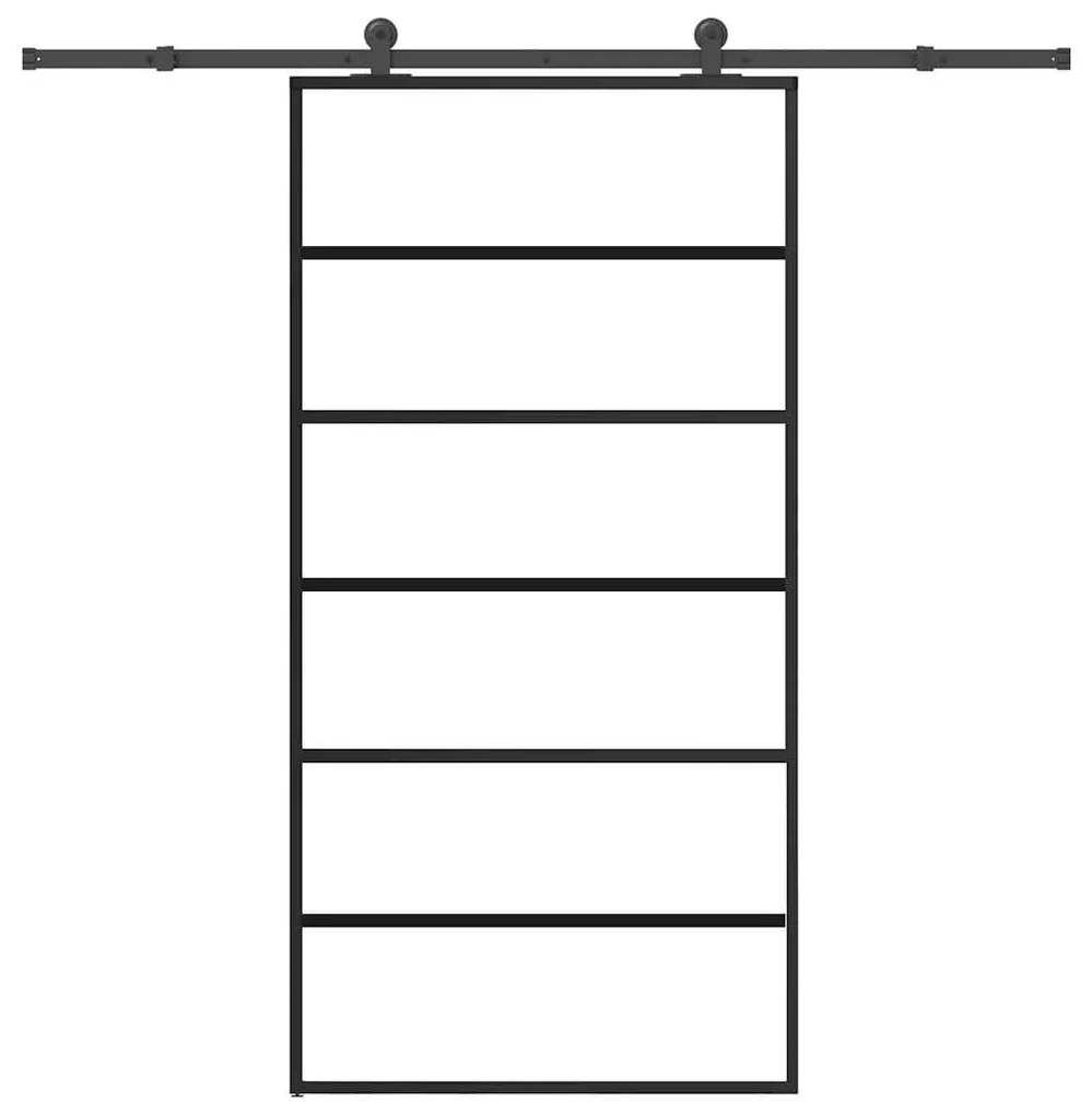 Συρόμενη πόρτα με σετ υλικού 102x205 cm ESG Γυαλί&amp;Αλουμίνιο - Μαύρο