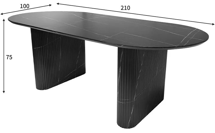 Τραπέζι Nembou pakoworld mdf σε απόχρωση μαύρου μαρμάρου 210x100x76εκ