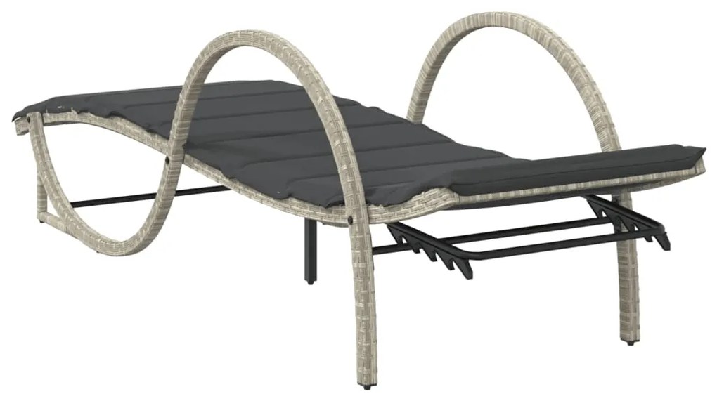 vidaXL Ξαπλώστρα Αν. Γκρι 60x199x42 εκ. Συνθετικό Ρατάν με Μαξιλάρι