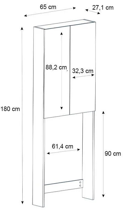 Έπιπλο πλυντηρίου Romme Megapap χρώμα sepet oak 65x27,1x180εκ.