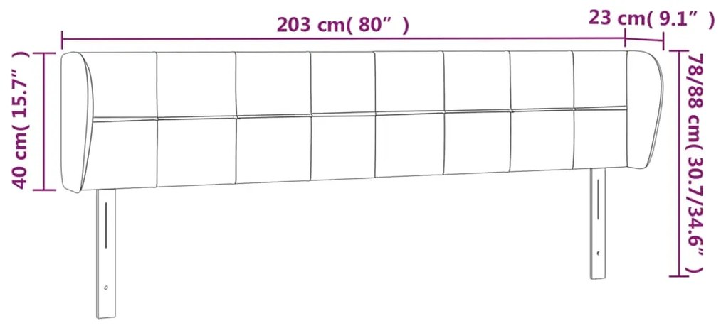 Κεφαλάρι με Πτερύγια Σκούρο Γκρι 203 x 23 x 78/88εκ. Υφασμάτινο 3117167