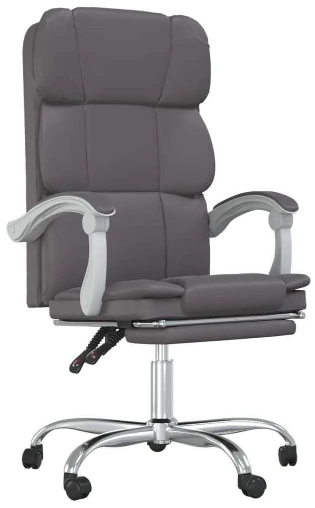 vidaXL Καρέκλα Γραφείου Ανακλινόμενη Γκρι Συνθετικό δέρμα