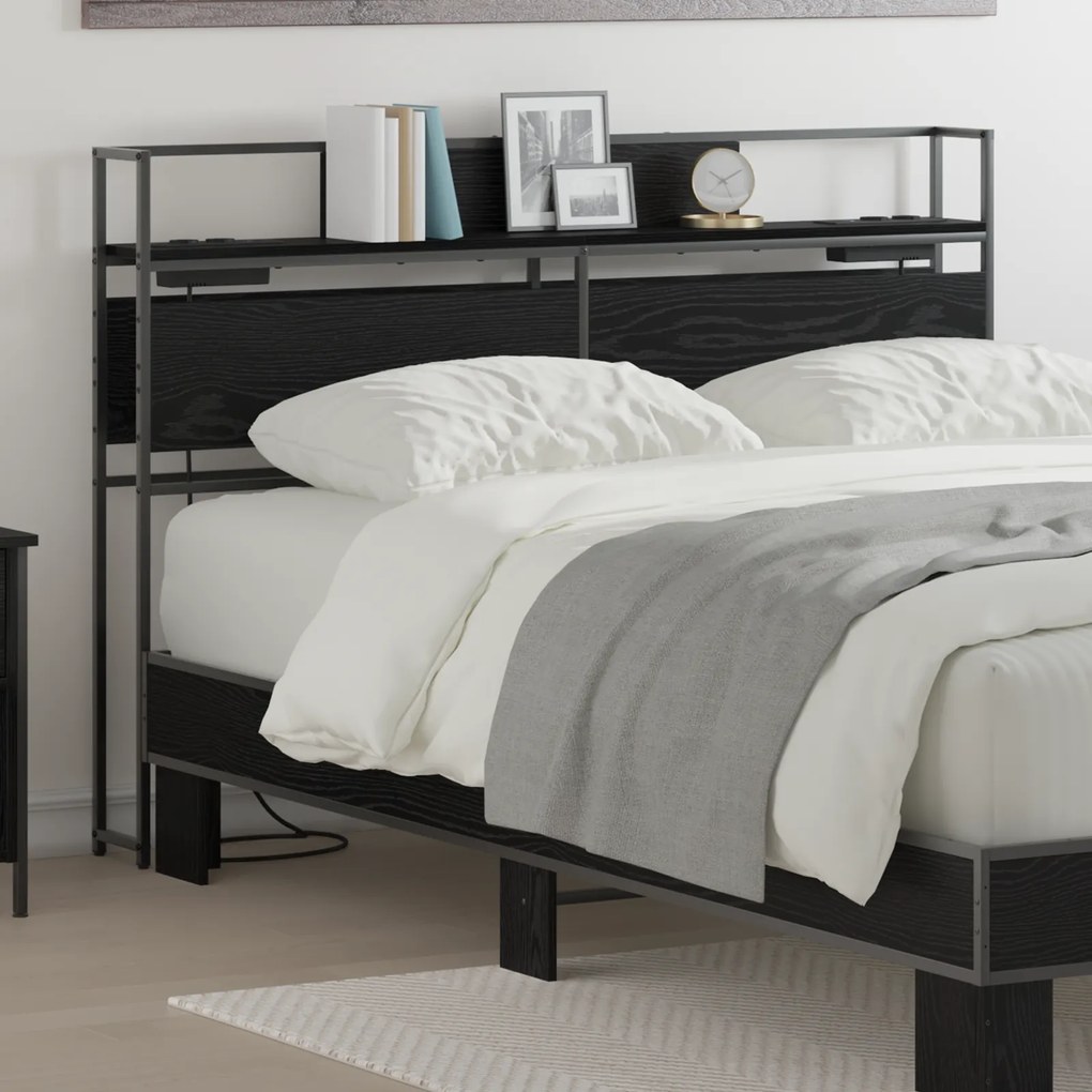 vidaXL Κεφαλάρι Αποθήκης Μαύρη δρυς 135 cm Επεξεργασμένο ξύλο
