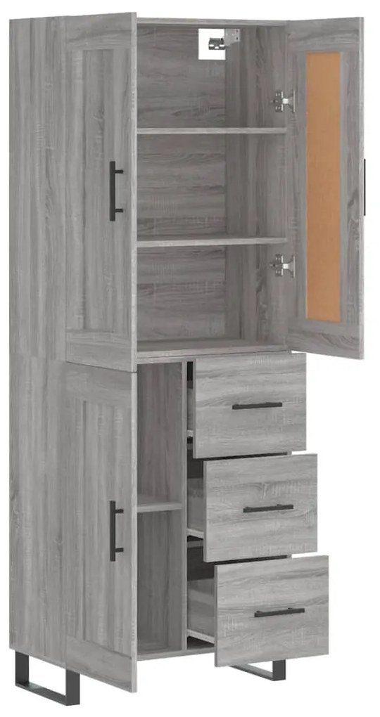 vidaXL Ντουλάπι Γκρι Sonoma 69,5 x 34 x 180 εκ. Επεξεργασμένο Ξύλο