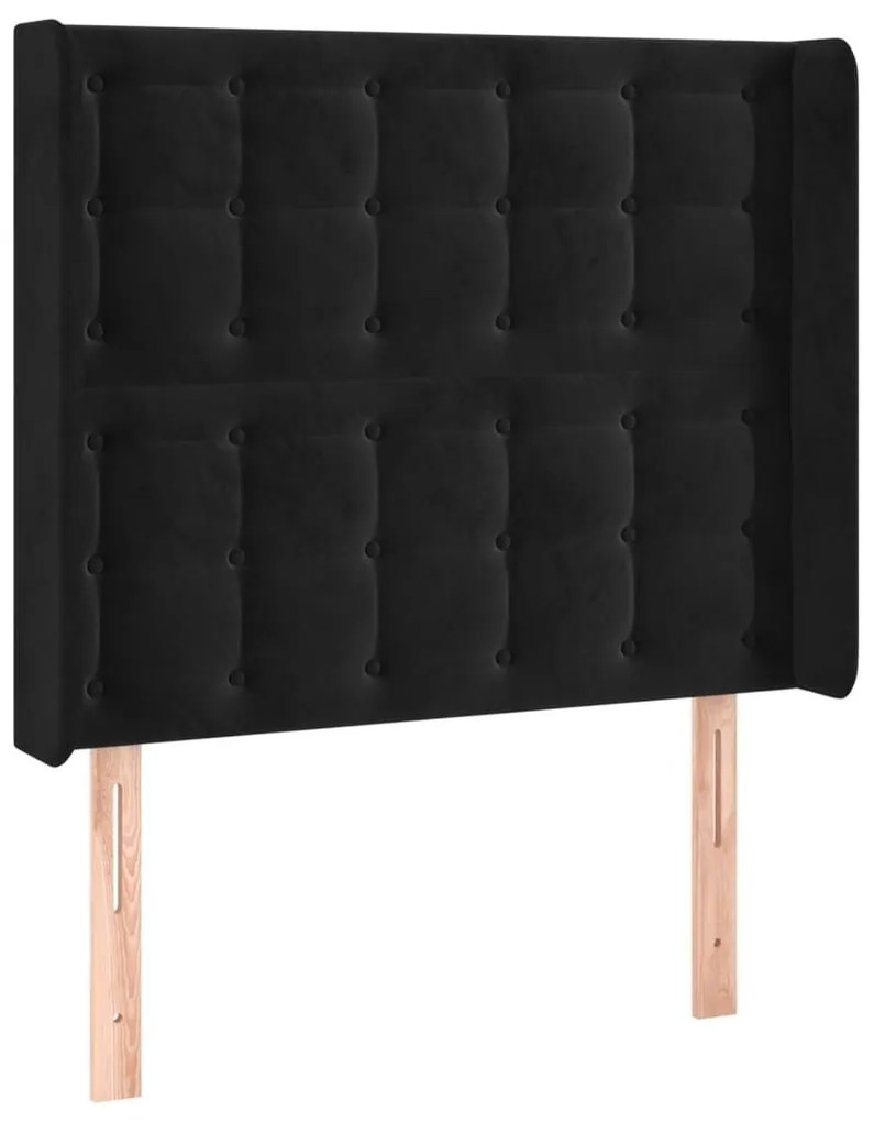 Κεφαλάρι με Πτερύγια Μαύρο 83x16x118/128 εκ. Βελούδινο - Μαύρο