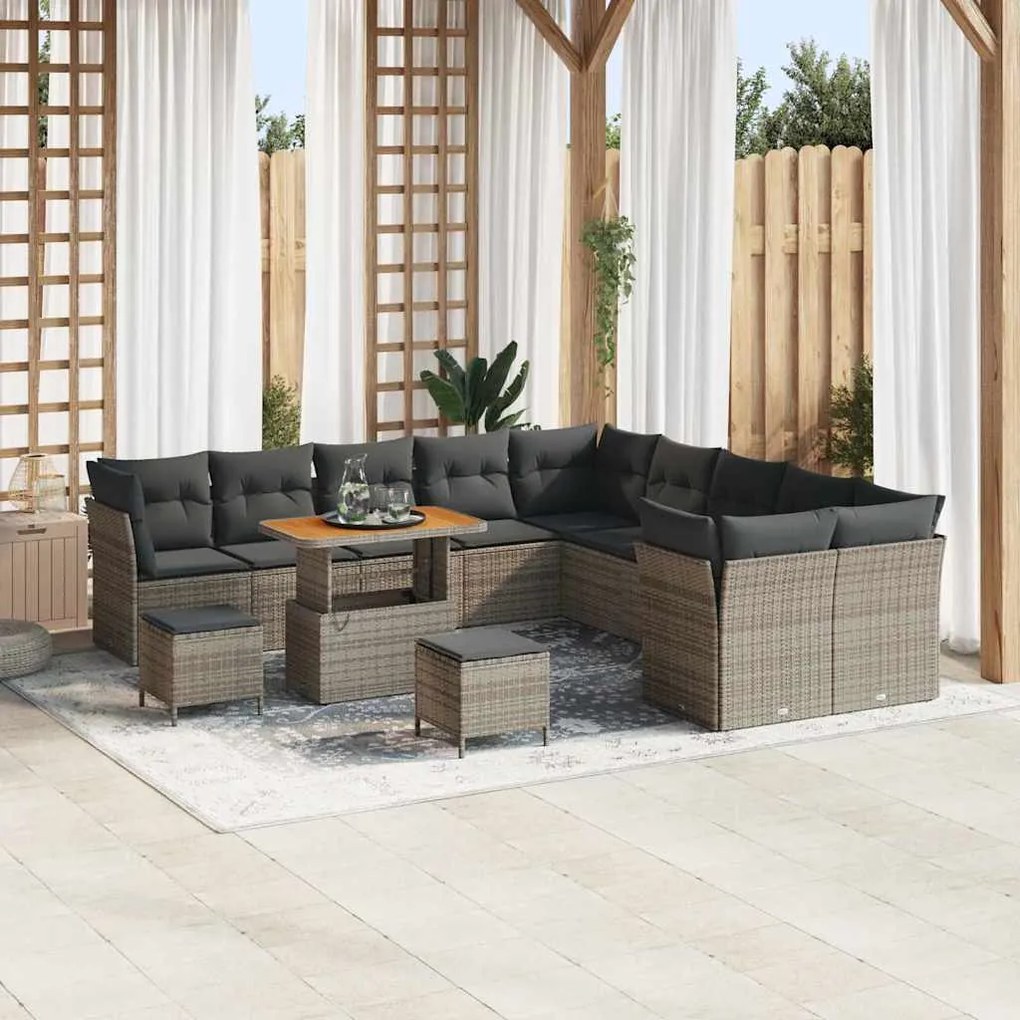 vidaXL Σετ Καναπέ Κήπου 13 pcs Γκρι συνθετικό ρατάν