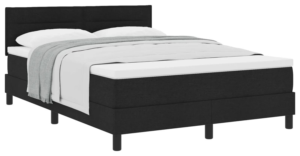vidaXL Κρεβάτι Box Spring με Στρώμα Μαύρο 160x200 εκ. Υφασμάτινο