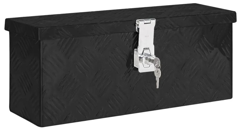 vidaXL Κουτί Αποθήκευσης Μαύρο 50 x 15 x 20,5 εκ. από Αλουμίνιο
