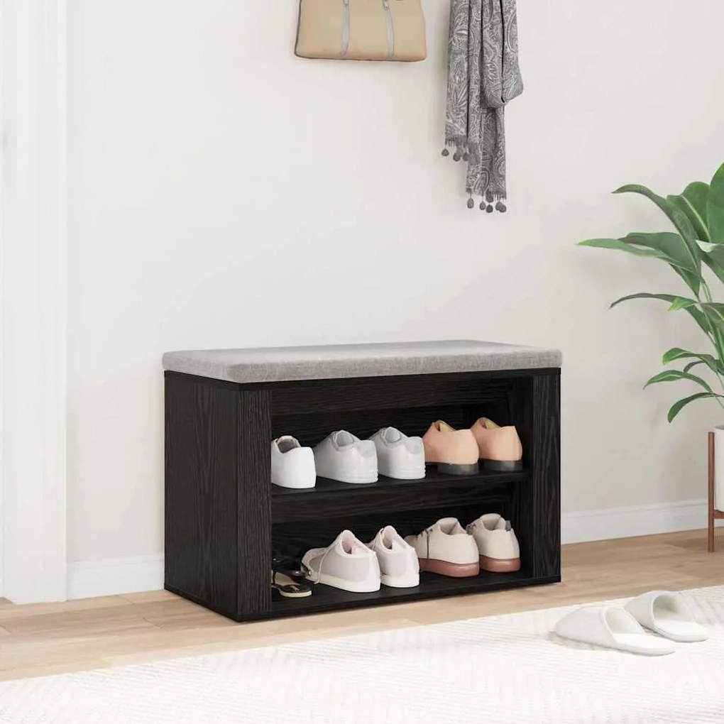 vidaXL Ράφι Παπουτσιών Μαύρη δρυς 75 x 35 x 45 εκ. Επεξεργασμένο ξύλο