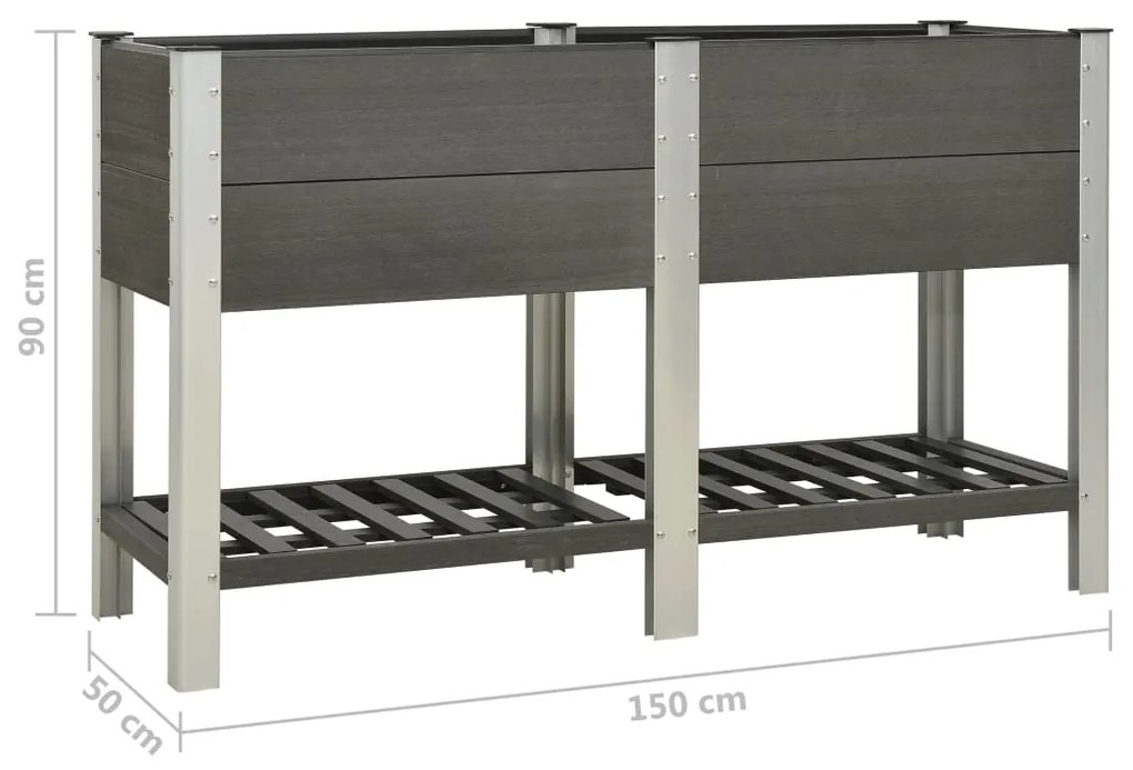vidaXL Ζαρντινιέρα Υπερυψωμένη με Ράφι Γκρι 150 x 50 x 90 εκ. από WPC