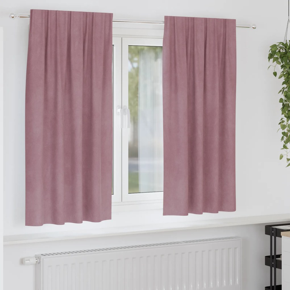 vidaXL Κουρτίνες με κουρτίνες 2 pcs Σκούρο Ροζ 140 x 175 cm Βελούδο