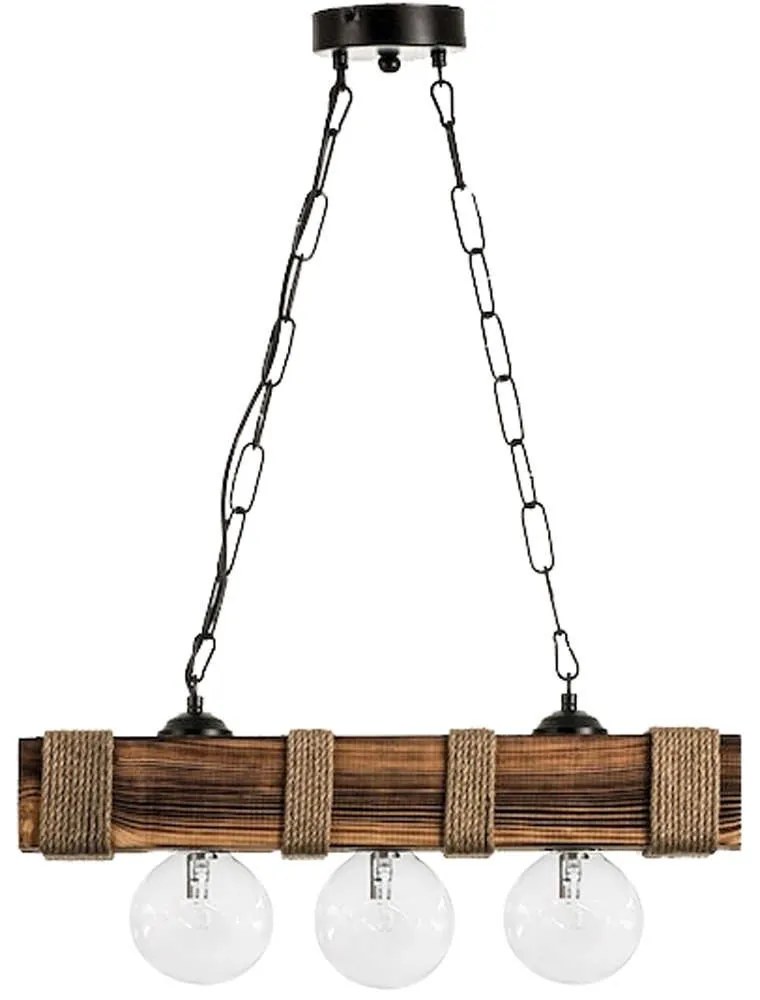 Φωτιστικό Οροφής - Ράγα Ut-8X8 Wood-Chain 31-1344 Χωνευτά Ντουί 3/Ε27 60x9x60cm Brown-Black Heronia