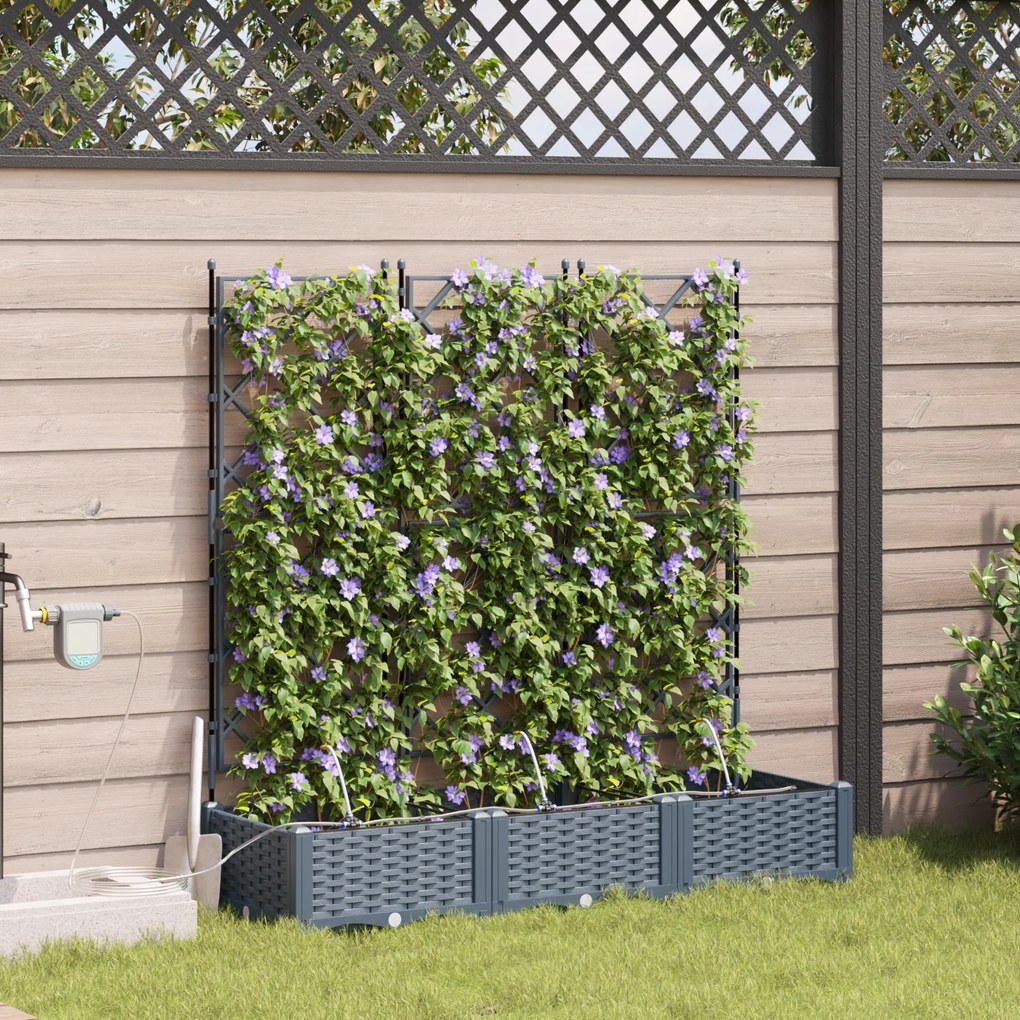 vidaXL Γλάστρες Κήπου 1 τεμ Ανοιχτό γκρι 120 x 40 x 126 cm Πλαστικό