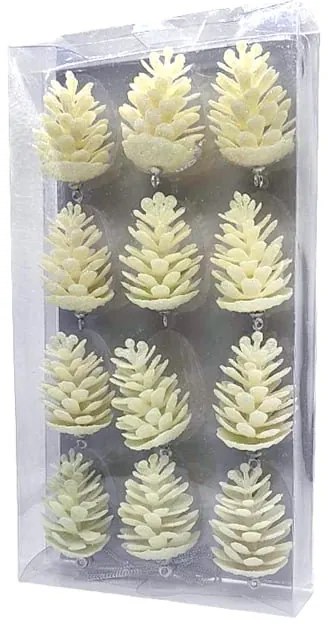 Σετ Χριστουγεννιάτικα Κουκουνάρια με Σκοινί για το Δέντρο 12τμχ - Christmas Pine Cones for Tree 12pcs
