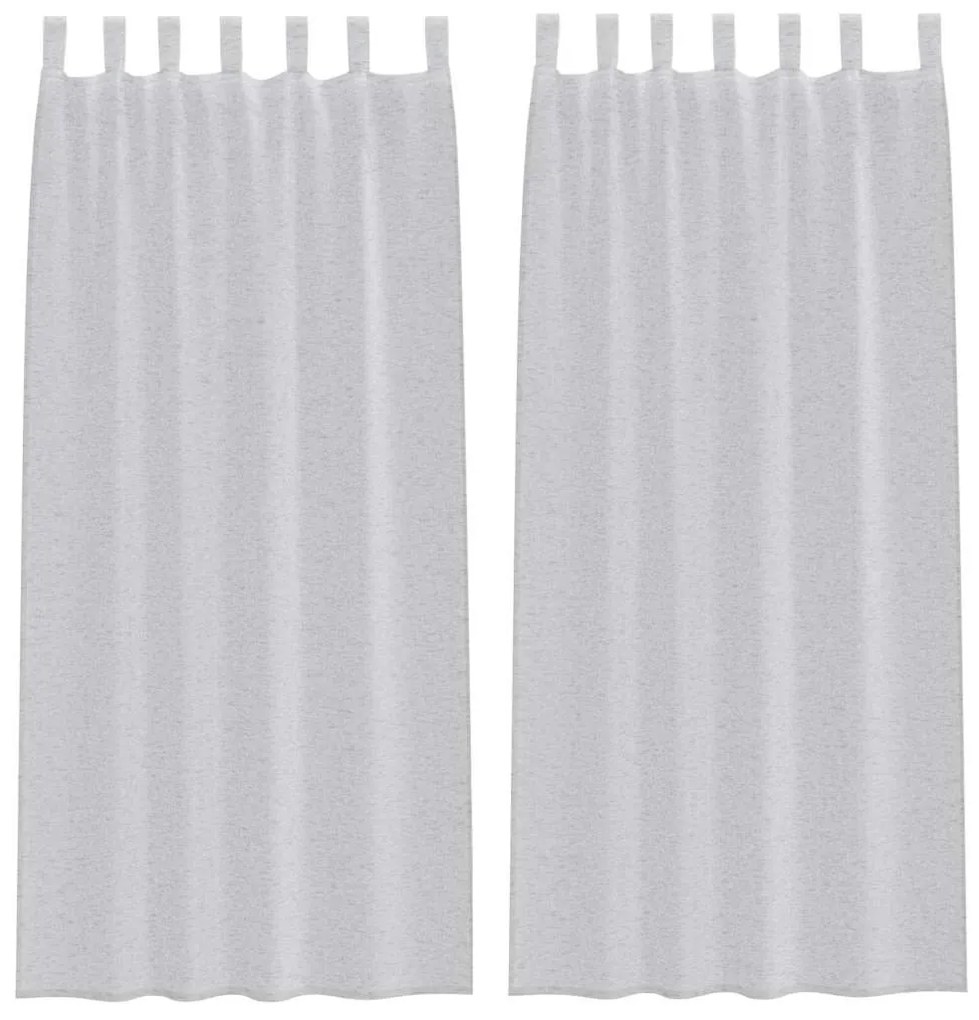 vidaXL Κουρτίνες με κουρτίνες 2 pcs Ανοιχτό γκρι 140x175cm Πολυεστέρας