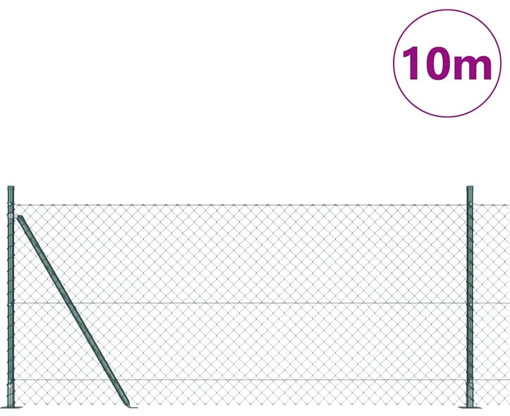 vidaXL Φράκτης από αλυσίδα με στύλους Ασημί 10 x 0.8 μ Ατσάλι