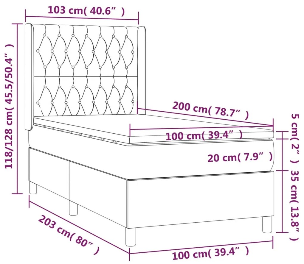 ΚΡΕΒΑΤΙ BOXSPRING ΜΕ ΣΤΡΩΜΑ ΜΑΥΡΟ 100X200 ΕΚ. ΒΕΛΟΥΔΙΝΟ 3132845