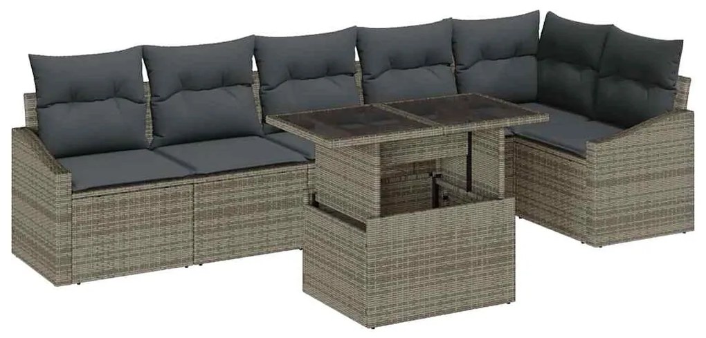 vidaXL Σετ Καναπέ Κήπου με μαξιλάρι 7 pcs Γκρι 100 x 55 x 73 εκ