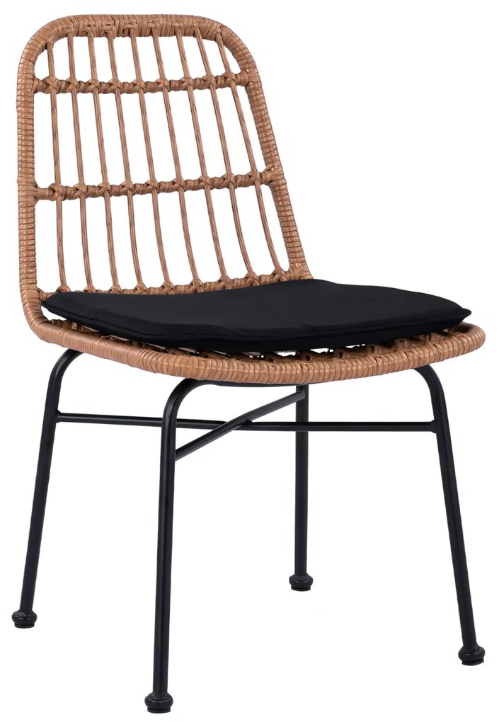 Καρέκλα Κήπου ArteLibre AFRANIUS Φυσικό/Μαύρο Rattan/Μέταλλο 47x50x85cm-14510059