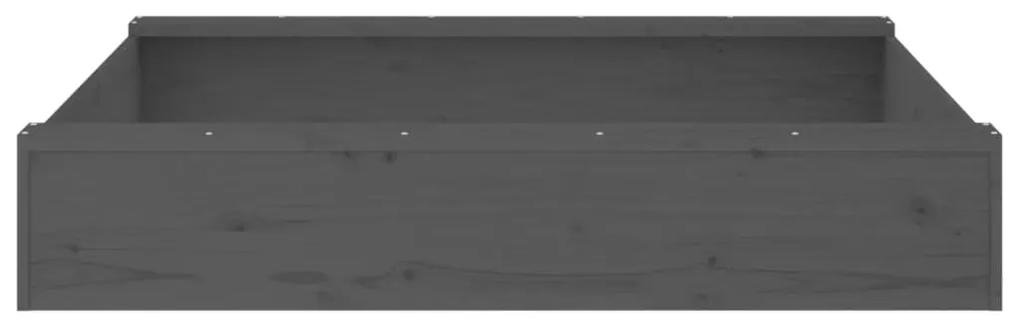 vidaXL Αμμοδόχος με Καθίσματα Γκρι Τετράγωνη από Μασίφ Ξύλο Πεύκου