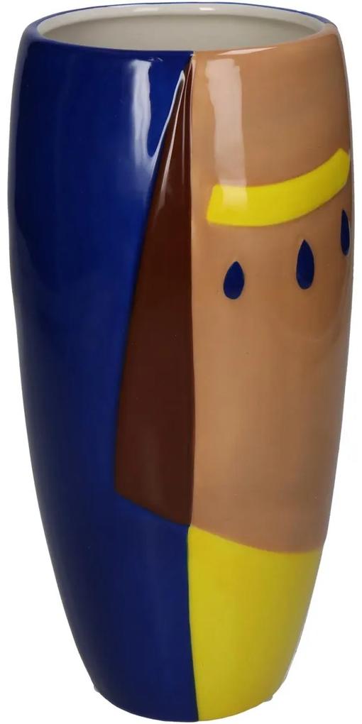 Βάζο Αφηρημένο Πρόσωπο Πολύχρωμο Δολομίτης 11.5x11.5x23.4cm