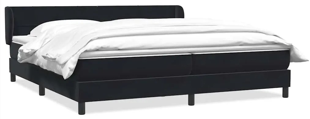 Box Spring Κρεβάτι με στρώματα Μαύρο 200x210 cm Βελούδινο - Μαύρο