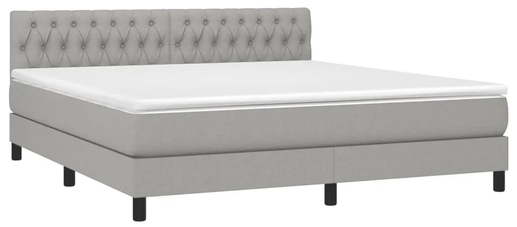 vidaXL Κρεβάτι Boxspring με Στρώμα Ανοιχτό Γκρι 180x200 εκ. Υφασμάτινο