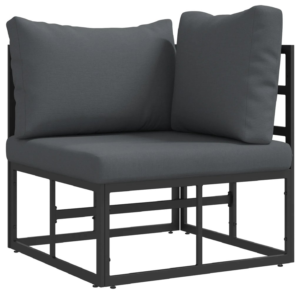 vidaXL Σετ Καναπέ Κήπου 5 pcs Μαύρο 281.5 x 141.5 x 71 εκ. Αλουμίνιο